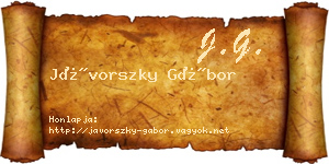 Jávorszky Gábor névjegykártya